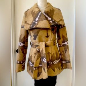 american rag wool blend western belted fitted coat